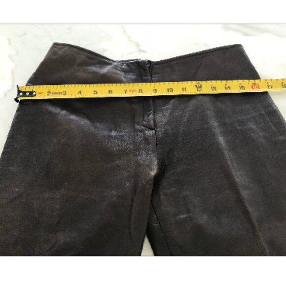 VAUNT BROWN LEATHER ITALIAN BOOTCUT PANTS SIZE US 4 - Picture 11 of 16